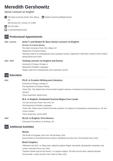 Academic Cv Template—examples And 25 Writing Tips