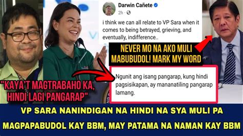 Vp Sara Di Na Magpapabudol Kay Bbm Nanindigan Na May Patama Kay Bbm Youtube