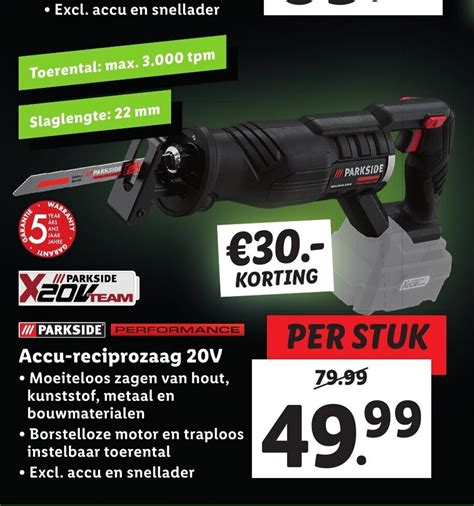 Parkside Accu Reciprozaag 20V Aanbieding Bij Lidl