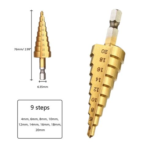 Metric Titanium 4 20mm 4241 High Speed Steel Step Drill Bits For Metal