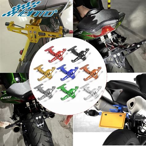 For Motorcycle Adjustable License Plate Holder Tail Tidy Bracket LED