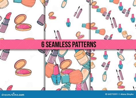 Makeup Seamless Pattern Set Stock Vector Illustration Of Face