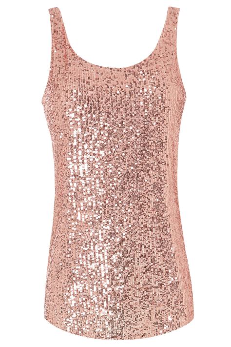 Scoop Neck Sequin Cami Top In Light Pink Roman Originals Uk