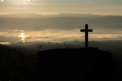 Silhouette of Catholic Cross Stock Image - Image of concept, sunday ...