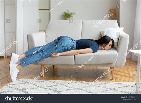 Exhaustion Exhausted Girl Lying On Couch Stock Photo Edit Now