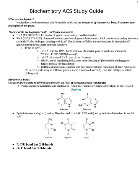 Biochem ACS Study Guide Biochemistry ACS Study Guide What Are