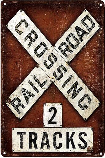 Railroad Crossing 2 Tracks Metal Tin Sign