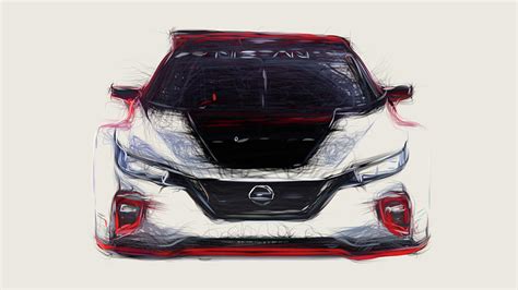 Nissan Leaf Nismo Rc Concept Car Drawing Digital Art By Carstoon Concept Fine Art America