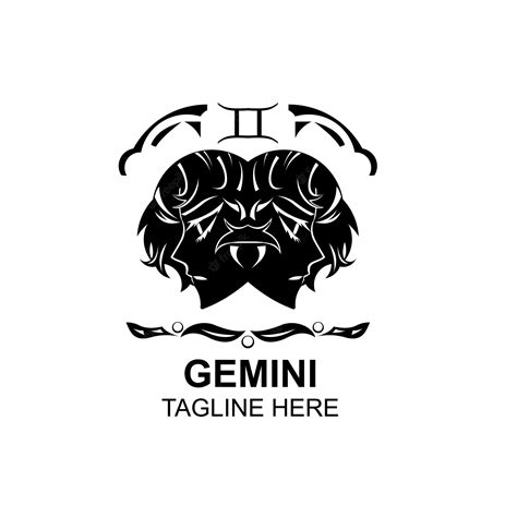 Premium Vector Zodiac Gemini Horoscope Astrology Logo Vector In Black And White Silhouette