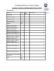 Econ Assignment Marking Guide Pdf Econ Statistics For