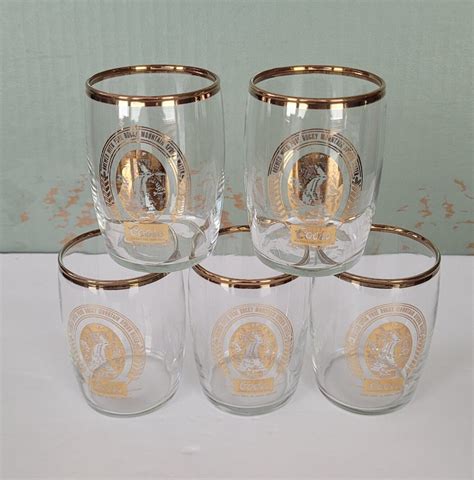 Coors Beer Barrel Taster Glasses 5 Oz Gold Rimmed With Gold Motif On Each Vintage Glass Etsy