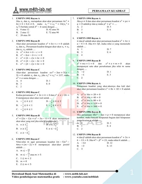 Bab 1 Persamaan Kuadrat 2