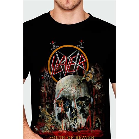 Camiseta Slayer Of0129 Consulado Do Rock Oficial Banda Escorrega o Preço