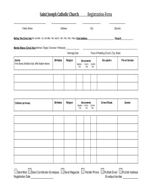 Fillable Online Parish Registration Form St Joseph Baytown Catholic