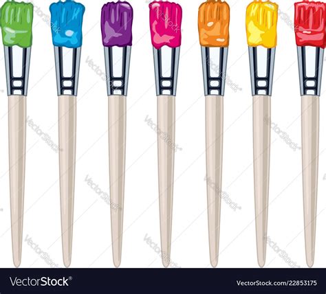 Set Of Artist Colorful Paint Brushes Royalty Free Vector