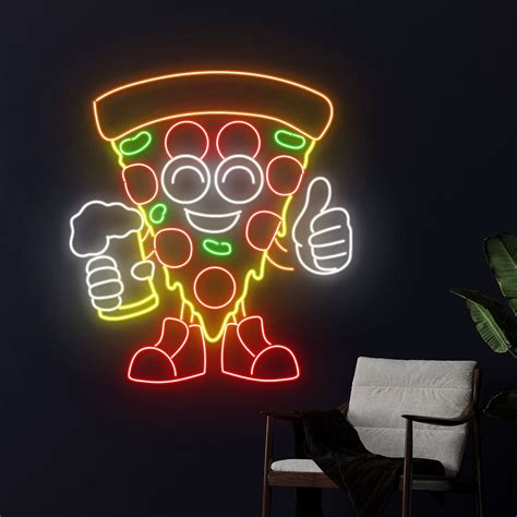 Handmadetneonsign Pizza Beer Neon Sign Beer Pizza Neon Light Pizza