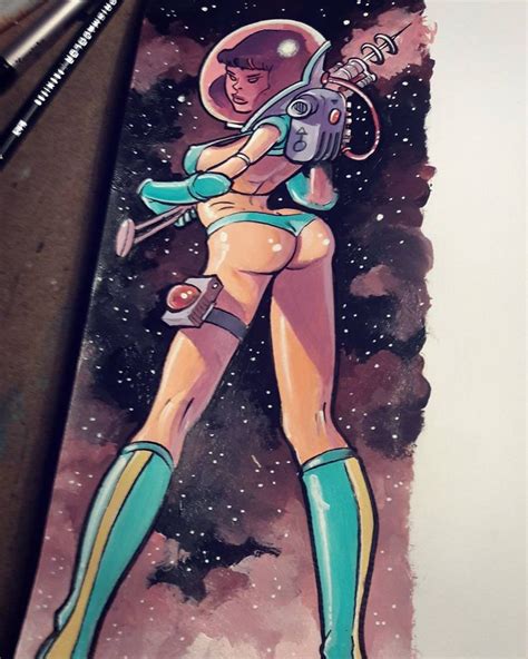 Latest Commission Done Full Colour Space Girls In Space Bikinis With Shiny Space Butts Are