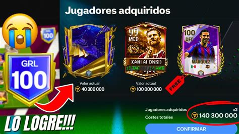 LO LOGRE SUBI A GRL 100 EN FC MOBILE 24 GASTE 170 MILLONES EN