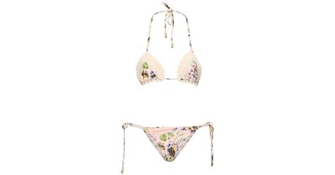 Zimmermann Halliday Crochet Triangle Bikini Set In White Lyst