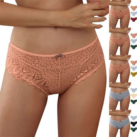 Panties For Women Pack Tummy Control Breathable Crochet Lace Up Hollow