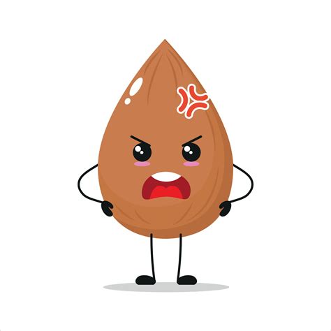 Cute Angry Almond Character Funny Furious Almond Cartoon Emoticon In