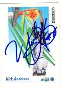 Nick Anderson Autographed Basketball Card Orlando Magic 1991 Skybox 200