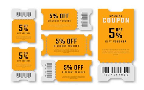 Premium Vector T Coupon Discount Voucher 5 Percent Off For Promo