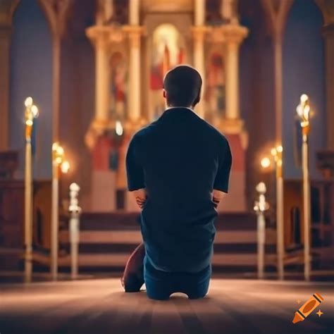 A Man Praying In A Church On Craiyon