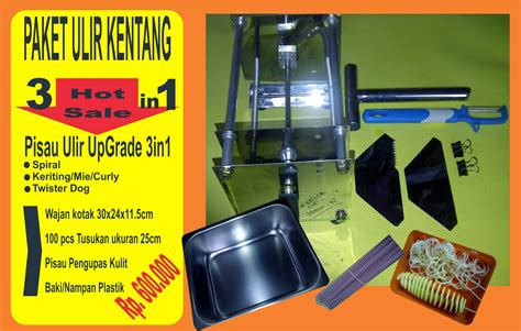 Paket Murah Alat Kentang Spiral Pemotong Kentang Ulir Plus Wajan Kotak