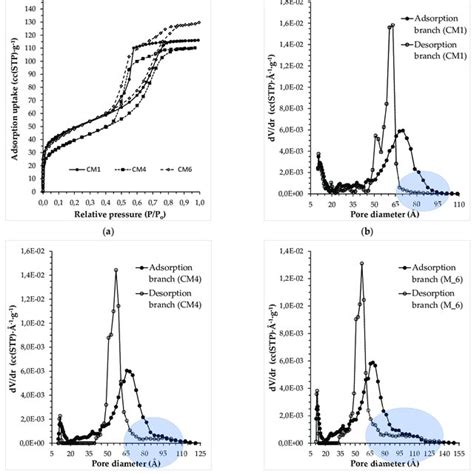 A N 2 Adsorption Isotherms At 77 K For The Cm1 Cm4 And Cm6