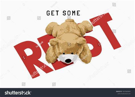 rest slogan bear doll stock vector royalty