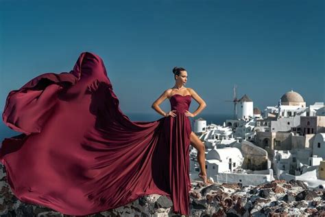 Flying Dress Photoshoot, Santorini | kimkim