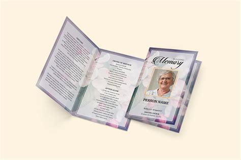 Blush Pink Flower Funeral Program Templatefuneral Program Etsy