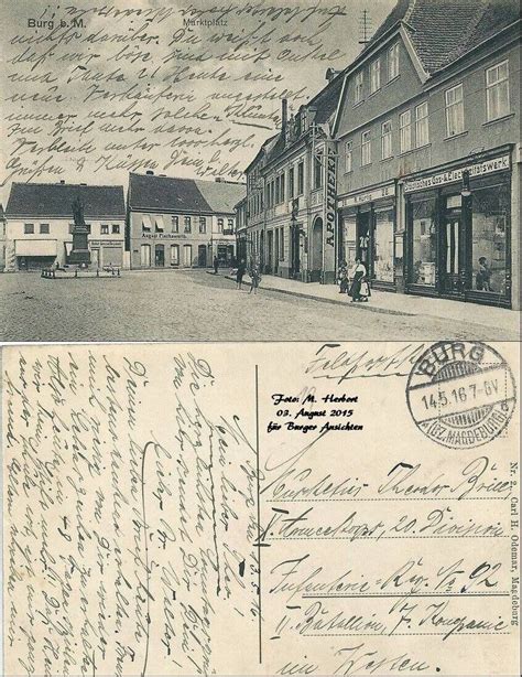 Feldpost Burg Bei Magdeburg Markt Mit Kaiser Friedrich Denkmal Ebay