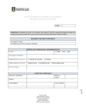 Fillable Online Bvi Gov Physical Planning Appeals Tribunalapplication