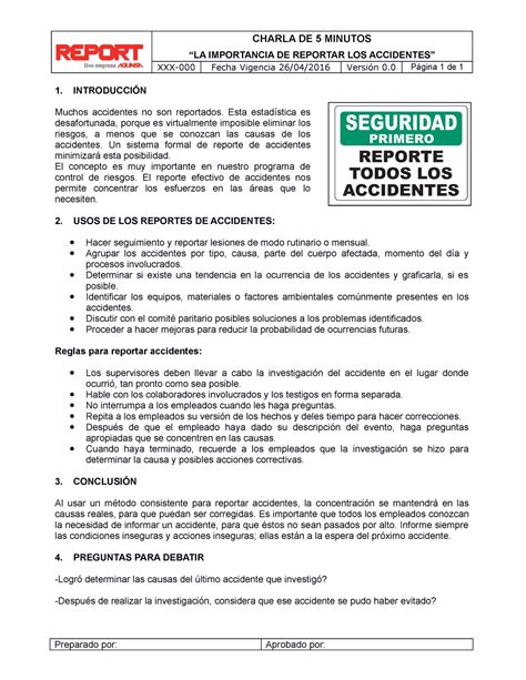 CH5 064 La Importacia de Reportar los Accidentes prevención de