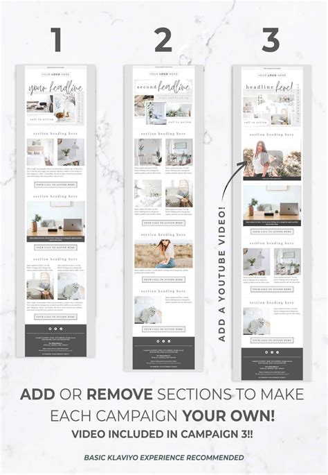 Email Template For Canva And Klaviyo 3 Pack White Linen