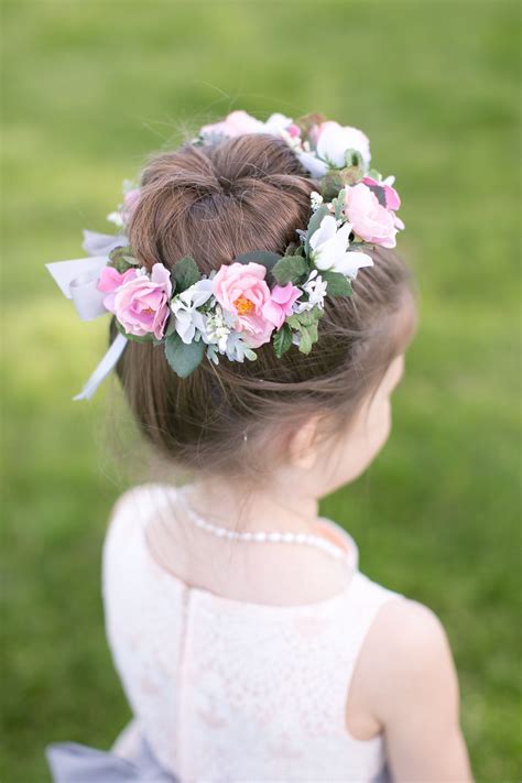 Flower Girl Hair Flower Crown Hairstyle Flower Girl Hairstyles