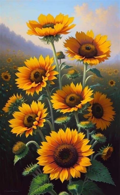 Sunflower Painting in Field