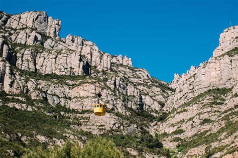 Cable car in Montserrat mountains — spain, touristic - Stock Photo ...