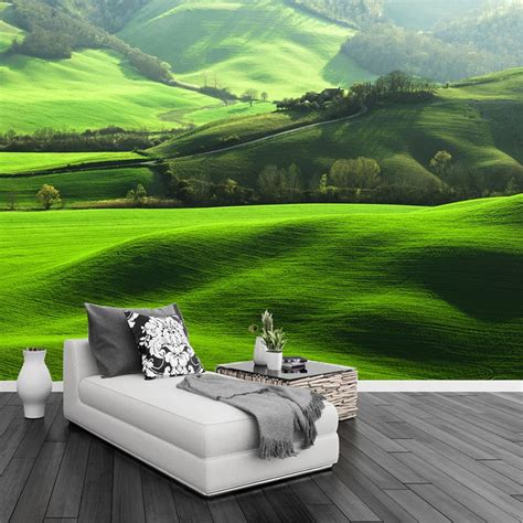 Custom Wallpaper Mural Lawn Mountain Natural Scenery Photo Bvm Home