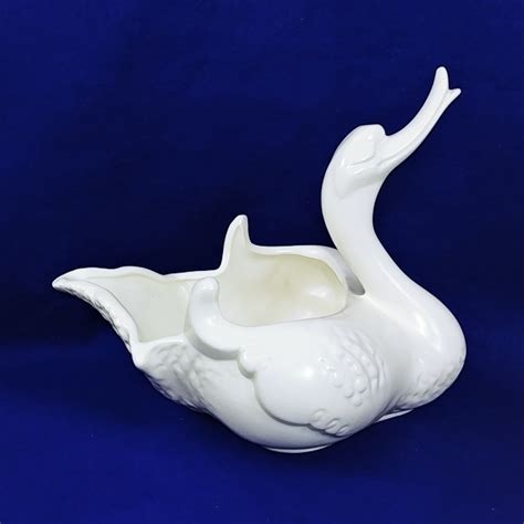 Hull Pottery White Swan Duck Ceramic Planter Vintage Etsy