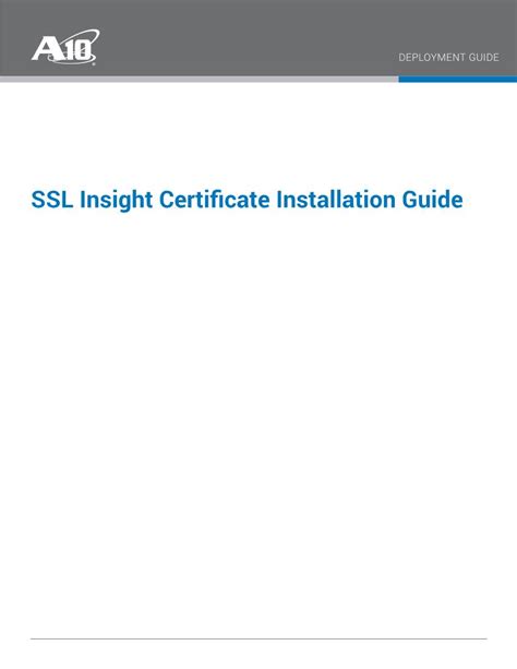 SSL Insight Certificate Installation Guide Deployment Guide | SSL ...