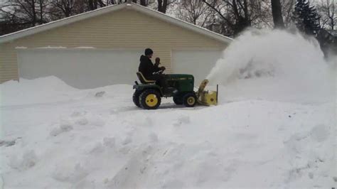 John Deere 318 Snow Blowing With Jd 49 Blower Youtube