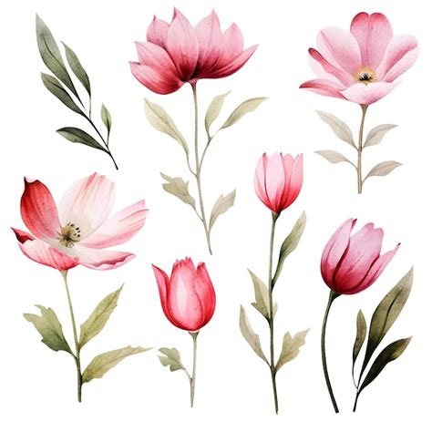 Vektor Aquarell Blumen Clipart Premium Vektor