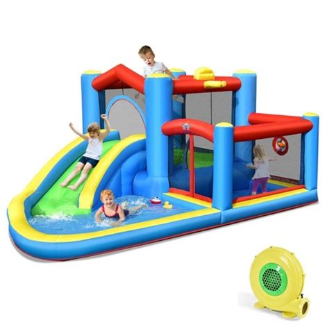 Costway Inflatable Kids Water Slide Outdoor Indoor Slide Splash Pool ...