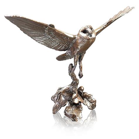 Barn Owl Flying by Michael Simpson - Bronze Bird Sculpture - 1127