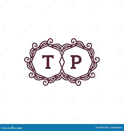 Luxury Logo Flourish Swirl Letter Tp Symbol Design Stock Vector