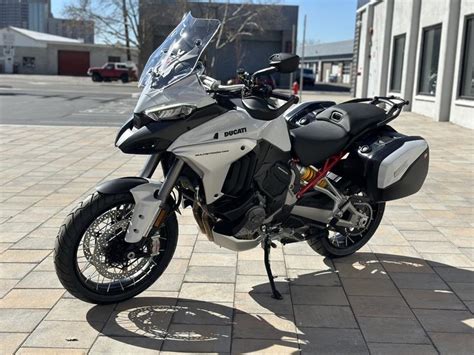 2023 Ducati Multistrada V4S Iceberg White Spoked Wheels Ride Eurocycle