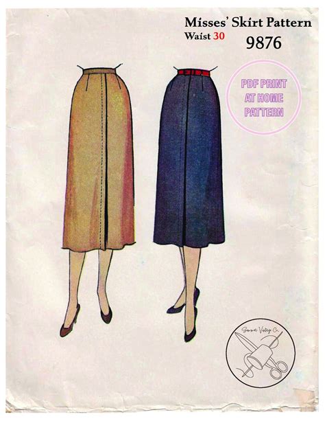 Vintage Sewing Pattern S Misses Skirt Pattern Size Waist